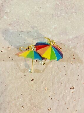 Rainbow umbrella earrings, pride earrings